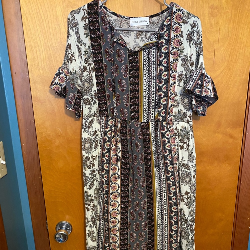 Bohemian Flutter Sleeve Dress